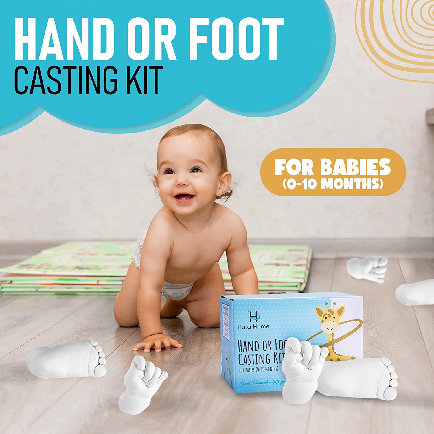 Hula Home Baby Keepsake Hands Casting Kit | Plaster Hand Molding Kit for Infant Hand &amp; Foot Mold | Hand Mold Sculpture Kit for Newborns, Toddlers, Babies | Baby Gifts image 7