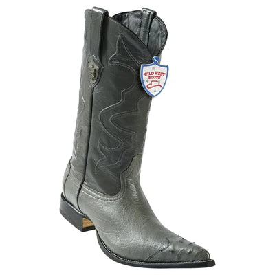 WEST BOOTS #2950409 MEN'S | COLOR GRAY | MEN'S WILD WEST SMOOTH OSTRICH 3X TOE WING TIP BOOTS HANDCRAFTED image 0