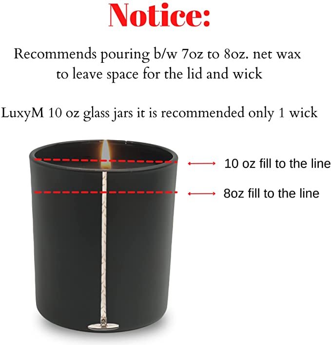 10 Oz Candle Jars for Making Candles - Candle Jars with lids - Candle Making Supplies- Candle Vessels - Candle containers (Set of 6 Jars and 6 lids) Black Matte Candle Jars image 2