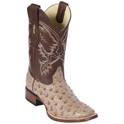 LOS ALTOS BOOTS MENS #8220372 WIDE SQUARE TOE | GENUINE OSTRICH LEATHER BOOTS | COLOR MOKA image 0