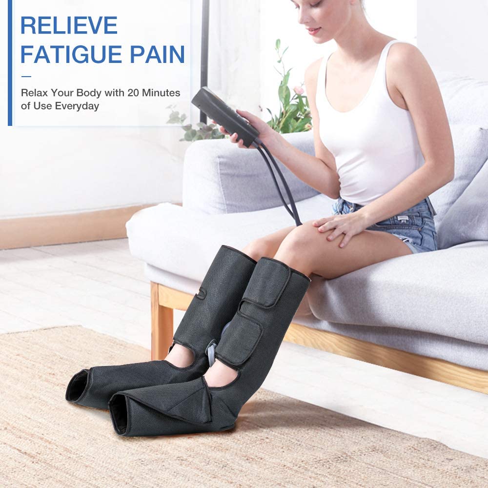 Christmas Gifts Foot and Leg Massager with Heat, Air Leg Compression Massager for Circulation and Restless Legs Syndrome Relief,Foot and Calf Massager with 6 Modes 3 Intensities image 1