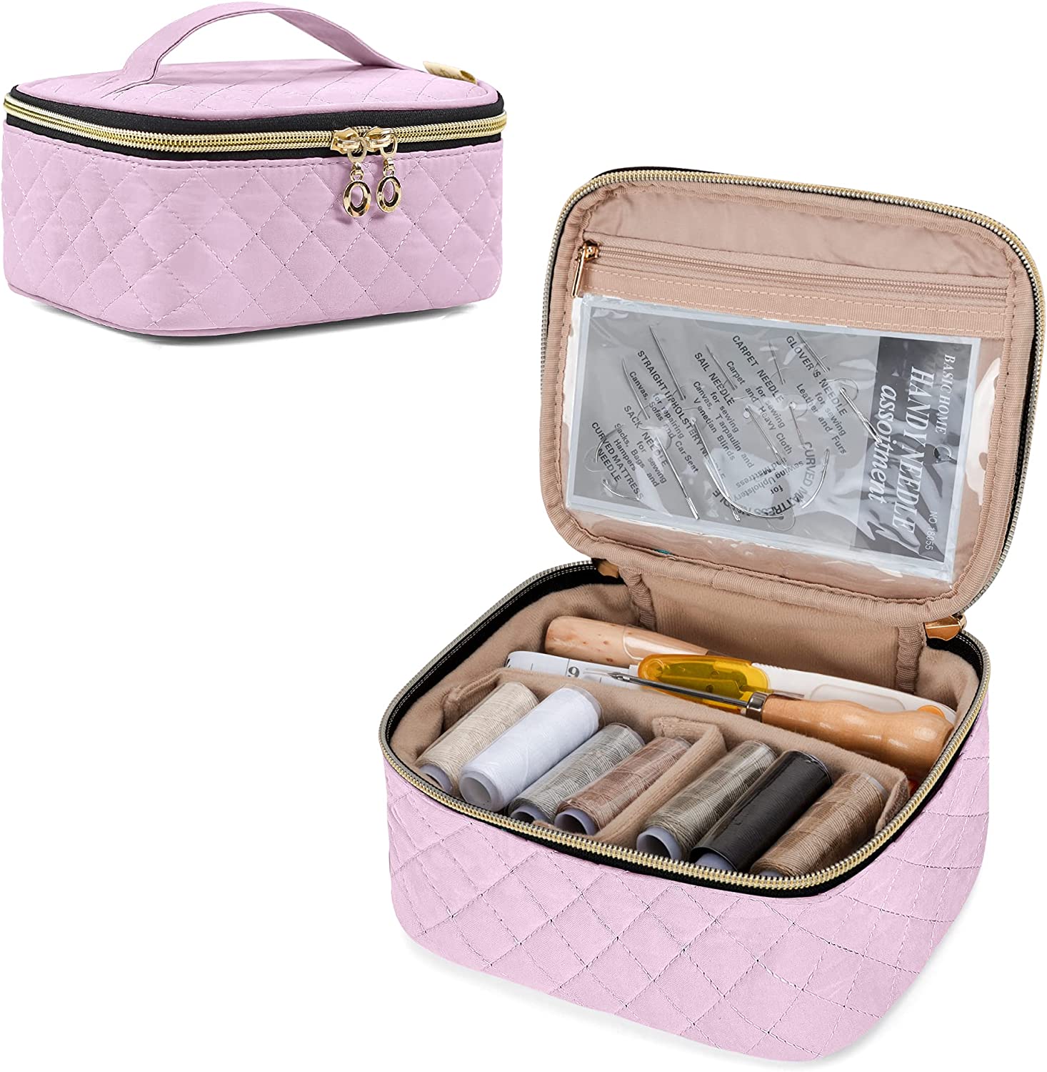 LoDrid Leather Sewing Kit, Leather Repair Set with Storage Bag, DIY Leather Craft Tools &amp; Supplies for Beginner, Adult and Kid, Sewing Needles, Threads and Other Leathercraft Accessories, Bright Pink image 7