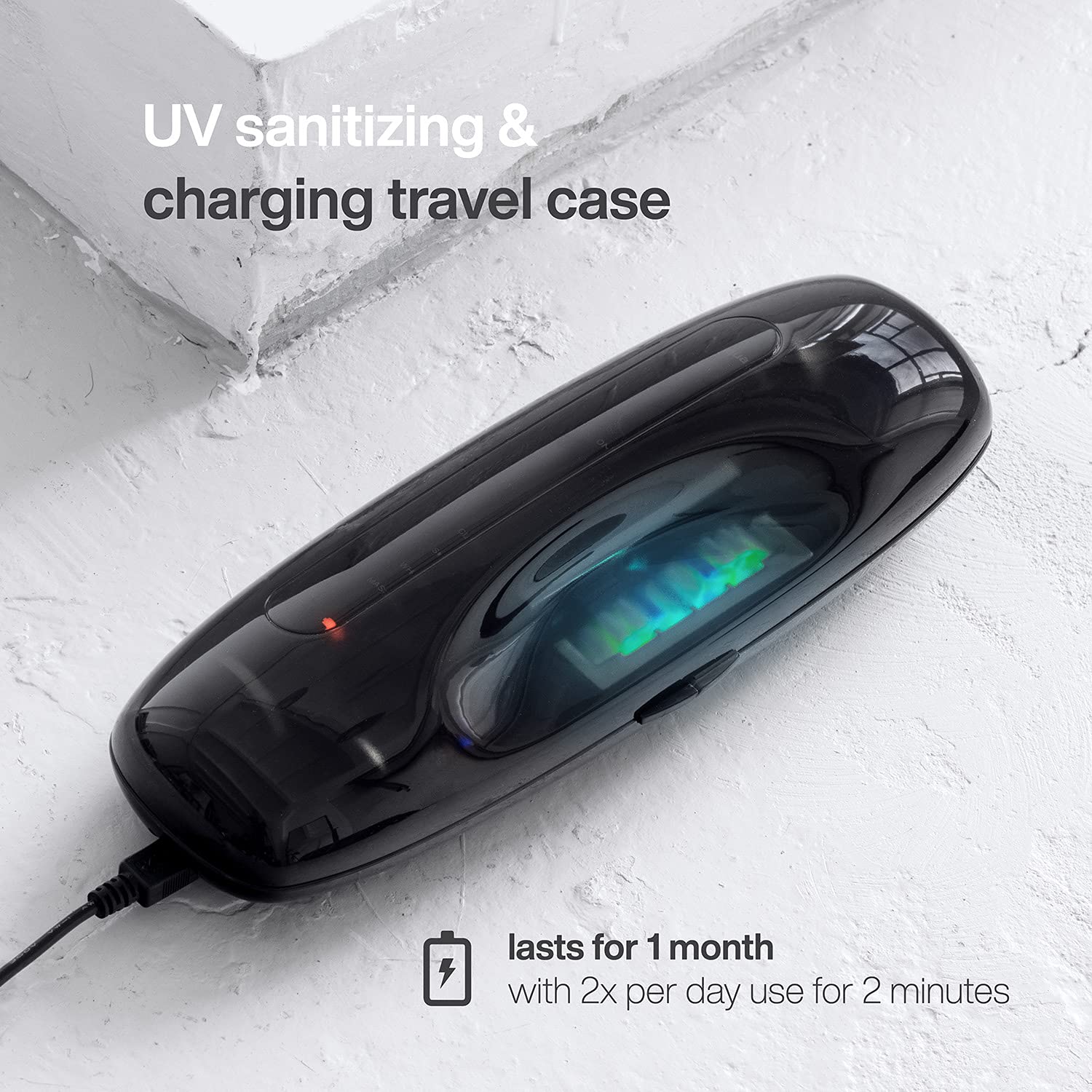 AquaSonic Black Series PRO – Ultra Whitening Toothbrush w UV Sanitizing Base – 4 Modes &amp; Smart Timers – UV Sanitizing &amp; Charging Travel Case – UltraSonic Electric Tooth Brush – 6 Proflex Brush Heads image 5