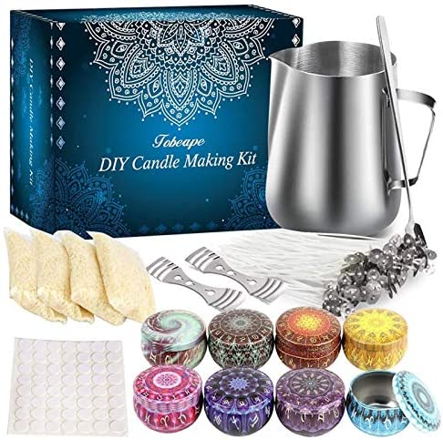 Kinomi DIY Candle Set for Beginners,Candle Making kit with Candle Tins,Bow Tie Clips,Candle Wicks,Heat-Proof Containe,Spoon,Beeswax image 0