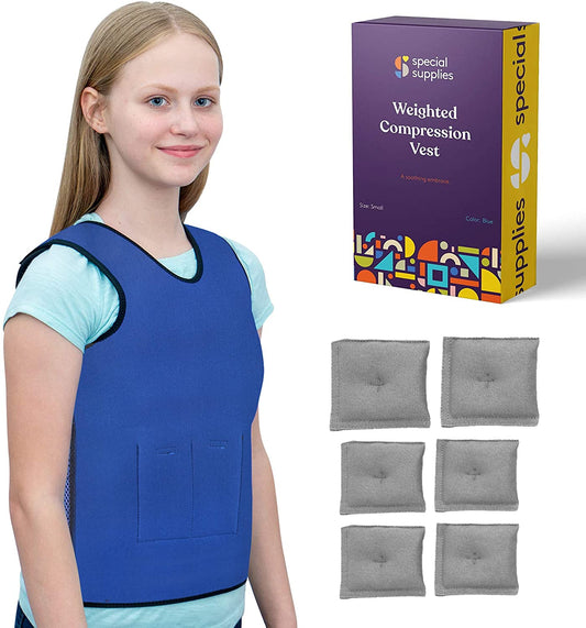 Special Supplies Weighted Sensory Compression Vest for Kids with Processing Disorders, ADHD, and Autism, Calming and Supportive with Adjustable Weight Fit (Small 17x30 inches) image 0