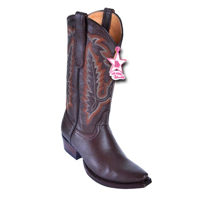 WOMEN'S LOS ALTOS SNIP TOE DEER LEATHER BOOTS HANDCRAFTED | COLOR BROWN (348307) image 0