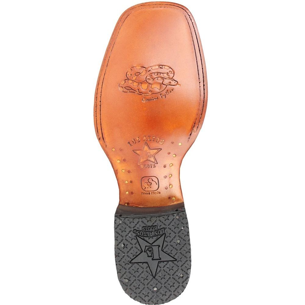 Los Altos Boots Mens #8225788 Wide Square Toe | Genuine Python Snakeskin Leather Boots | Color Rustic Cognac image 1
