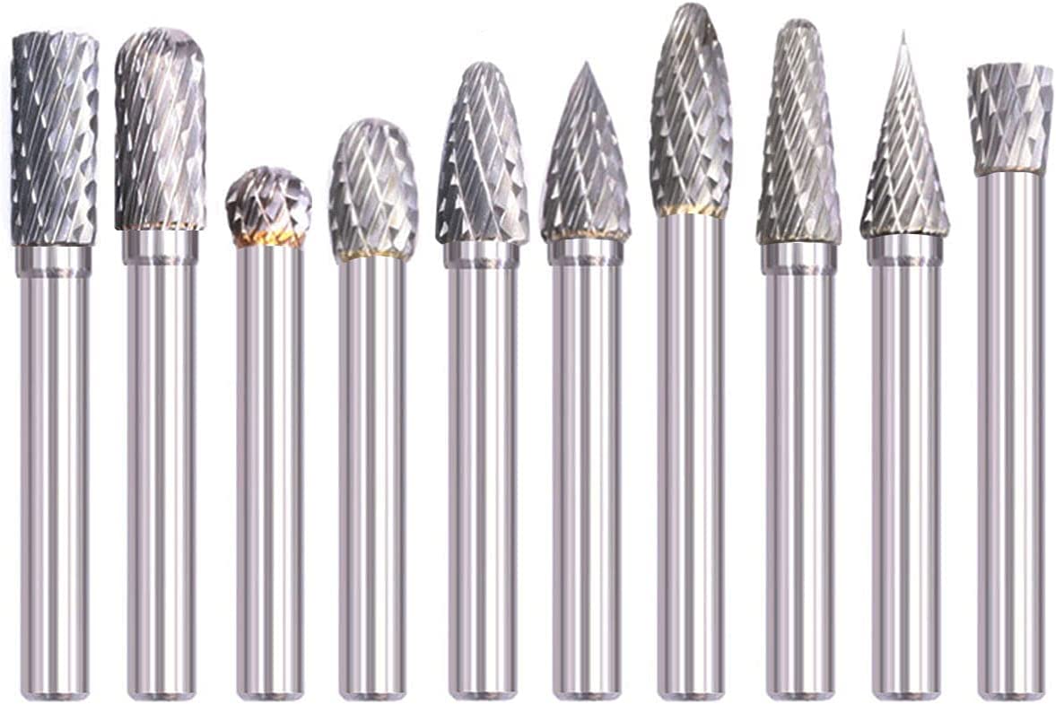 aTourer Carbide Burr Set 1/4 Shank, Tungsten Rotary Burs Die Grinder Bits Accessories Cutting Milling Carving 6x6mm (Carbide Burr Set 1/4 x 1/3" (6x8mm)) image 0