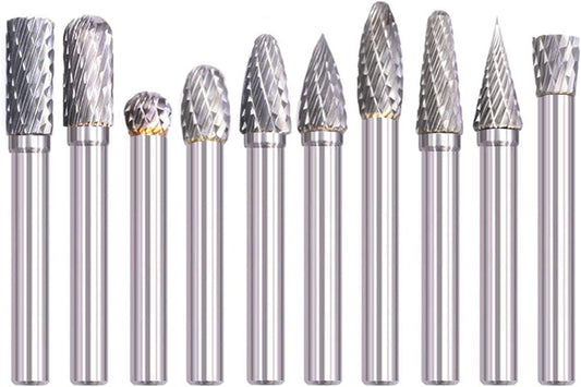 aTourer Carbide Burr Set 1/4 Shank, Tungsten Rotary Burs Die Grinder Bits Accessories Cutting Milling Carving 6x6mm (Carbide Burr Set 1/4 x 1/3" (6x8mm)) image 0
