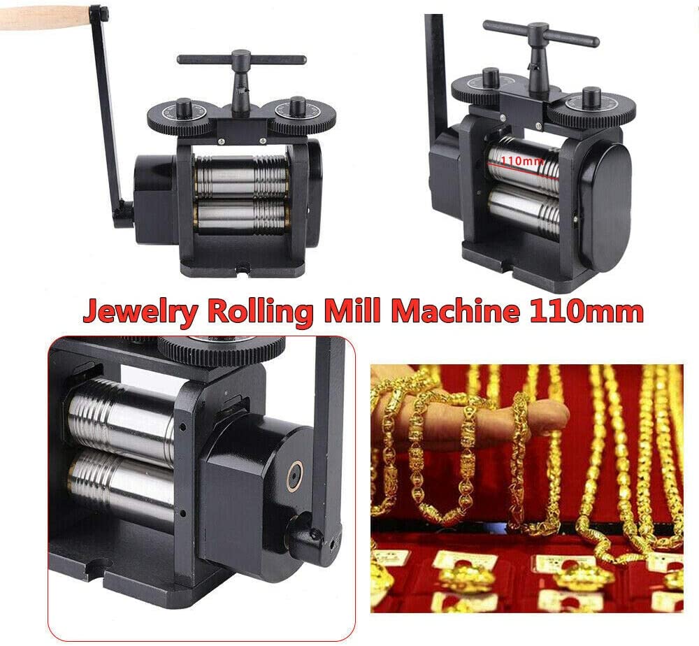 Manual Jewelry Rolling Mill Machine Jewelry Press Tableting Tool Gear Roller Combination Rolling Mill Flatten Machine Ratio 4:1 Jewelry Press Marking Machine Jewelry DIY Tools image 1