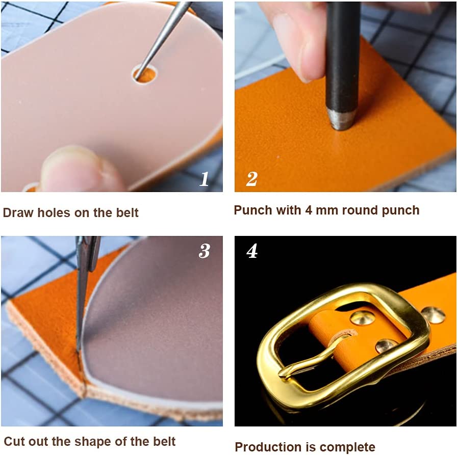 Leather Working Tools and Supplies Leather Craft Kits, Leather Sewing Kit, Leather Starter Kit with Wax Ropes, Prong Punch, Awl, Belt Holes Templates, for Leather Craft Making DIY Sewing image 6