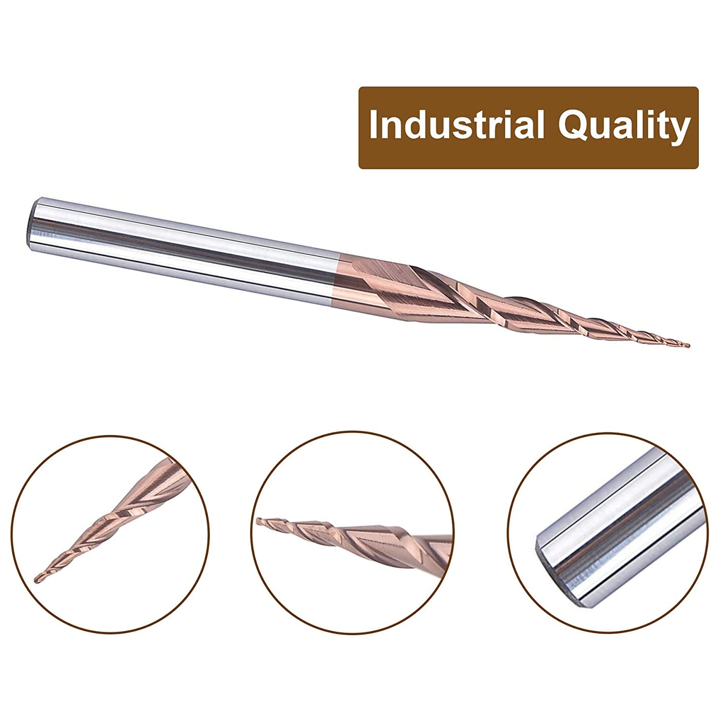 SpeTool 4Pcs Tapered Ball Nose End Mill 1/4" -3" with 0.5mm Tip Diameter (0.25mm Radius) CNC Router Bit 2D and 3D Engrave Carving Woodworking Tool image 2