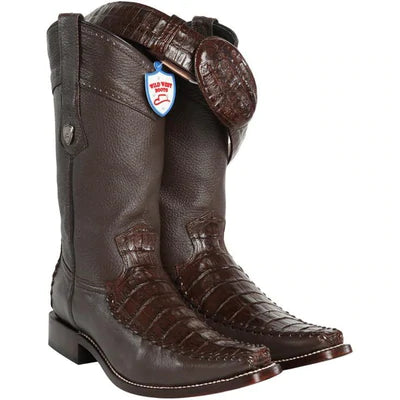 WILD WEST BOOTS #278T8207 MEN'S | COLOR BROWN | WILD WEST BOOTS-MEN'S CAIMAN BELLY WITH DEER COWBOY BOOTS image 0