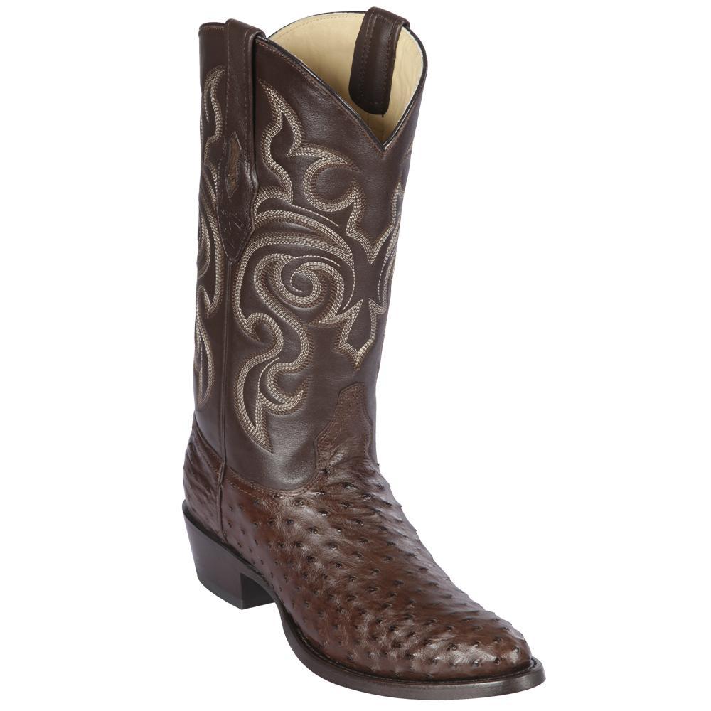 Los Altos Boots Mens #650307 Round Toe | Genuine Full Quill Ostrich Boots Handmade | Color Brown image 0