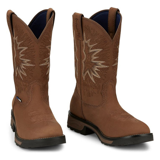 Tony Lamas Men's Footwear Work Boom 11" Pull-On Waterproof Work Boot  Color Saddle image 0