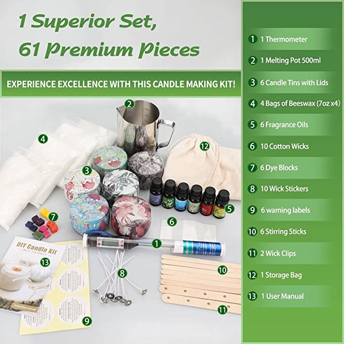 DIY Candle Making Kit for Beginners Kids Adults, Christmas Gifts, Luxury Beewax Candle Making Kit Supplies Craft Kits for Makeing Your Own Christmas Candles image 1