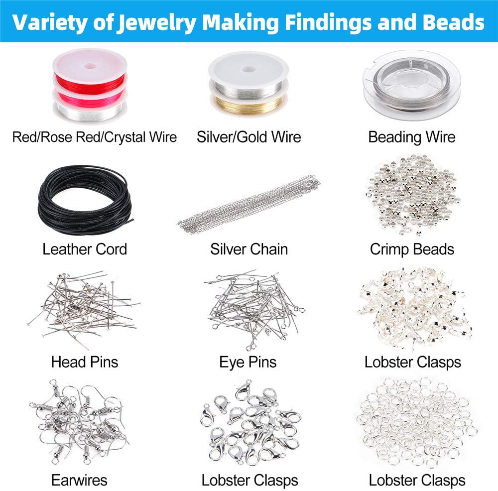 Jewelry Making Kit,Jewelry Making Supplies Includes Jewelry Beads,Charms,Complete Tools for Necklace Earring Bracelet,Crafts for Adults and Beginners,Gift for Teens, Girls, Women image 3
