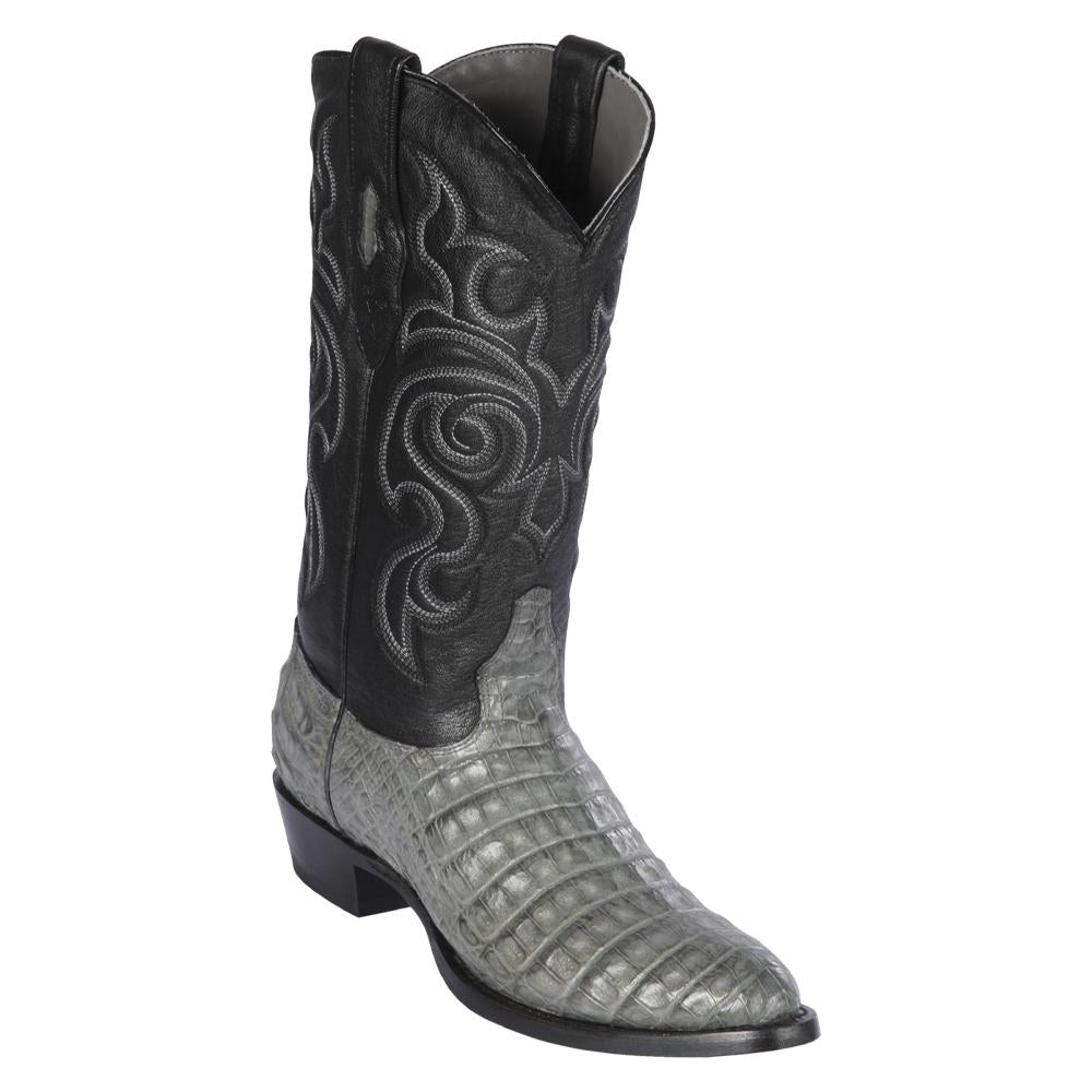 Los Altos Boots Mens #658209 Round Toe | Genuine Caiman Belly Boots Handcrafted | Color Gray image 0