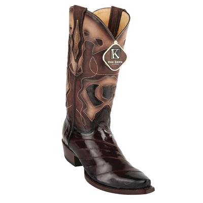 MEN'S KING EXOTIC SNIP TOE EEL BOOTS HANDCRAFTED BURNISHED BROWN (494RD0816) image 0