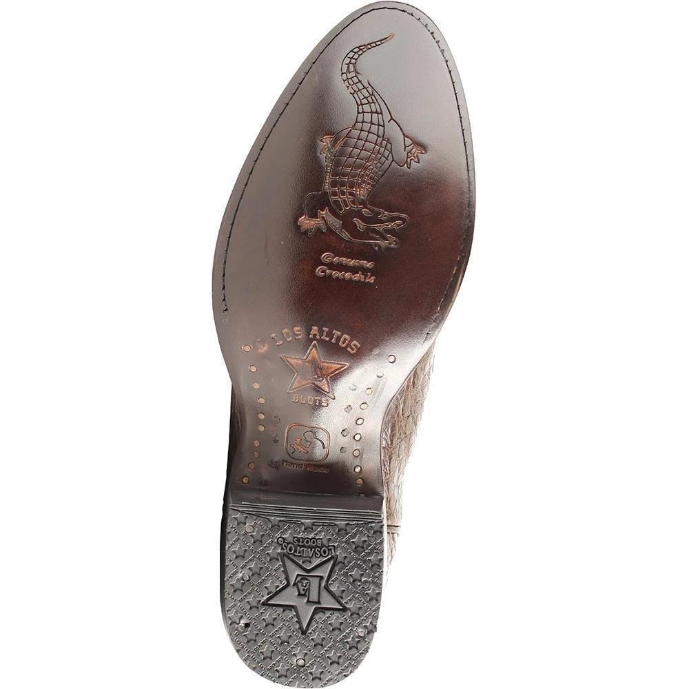 Los Altos Boots Mens #658207 Round Toe | Genuine Caiman Belly Boots Handcrafted | Color Brown image 2