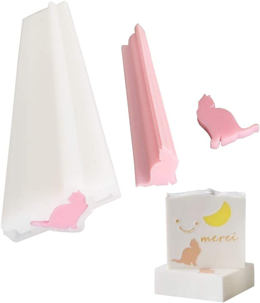 EchoDone Little Cat Tube Column Silicone Soap Candle Mold Embed Soap Making Supplies Silicone Mold for Soap image 0