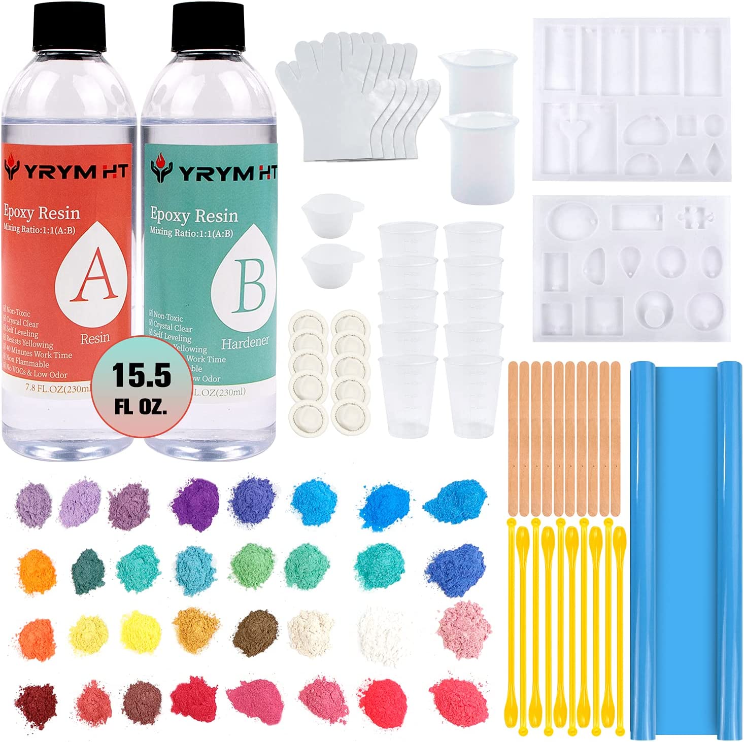 Epoxy Resin Kit for Beginners - 15.5 FL.OZ. Crystal Clear Casting and Coating Epoxy Resin for Jewelry Making, Art, Crafts, Tumblers, River Tables, UV Resistant, Easy Mix 1:1 Resin Epoxy Kit image 0