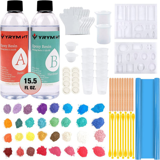Epoxy Resin Kit for Beginners - 15.5 FL.OZ. Crystal Clear Casting and Coating Epoxy Resin for Jewelry Making, Art, Crafts, Tumblers, River Tables, UV Resistant, Easy Mix 1:1 Resin Epoxy Kit image 0