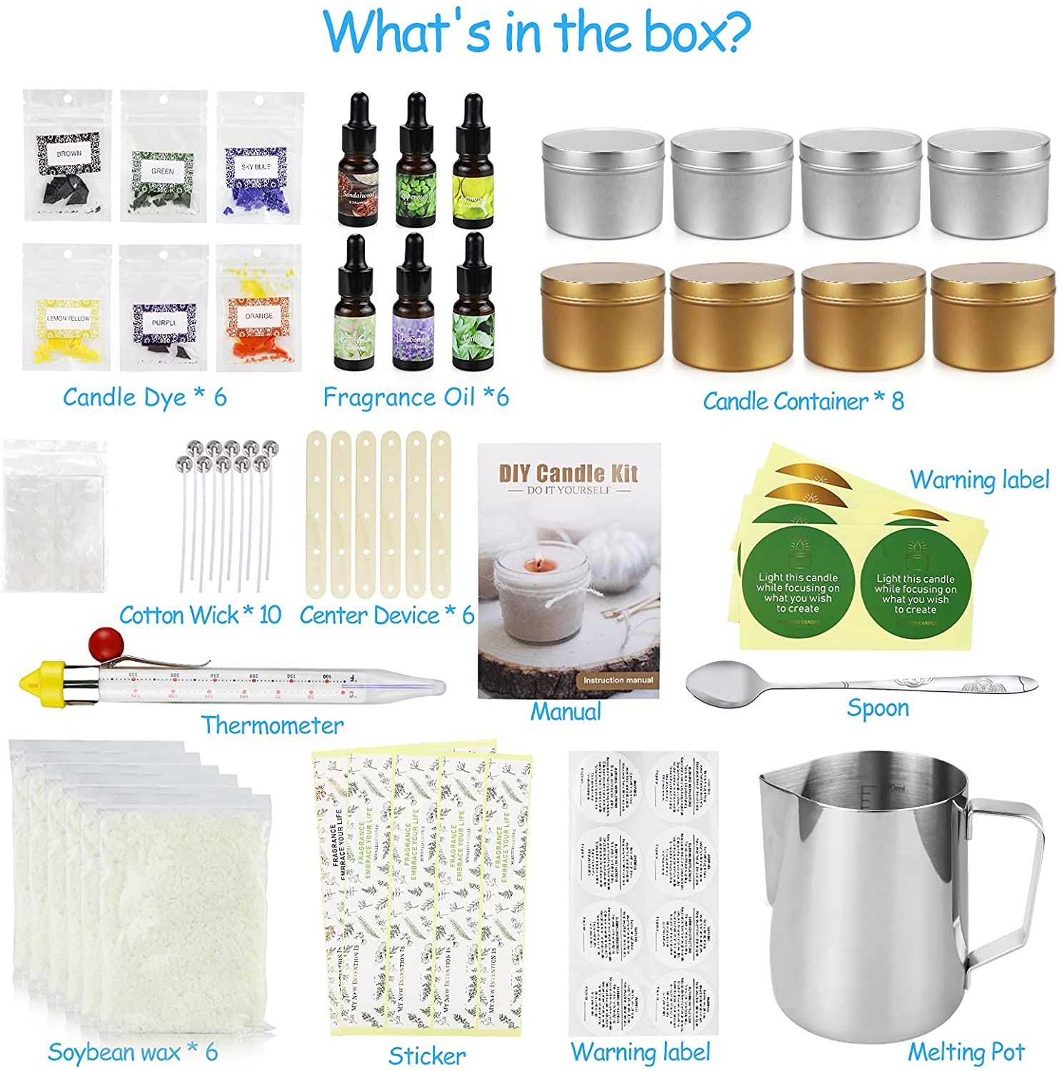 Luxury DIY Candle Making Kit Supplies Set Scented Candle Molds for Art and Craft Soy Wax, Fragrance Oil, Cotton Wicks, Candle Pigment, Candles Craft Supplies 81 Piece, Christmas Gifts for Women image 1