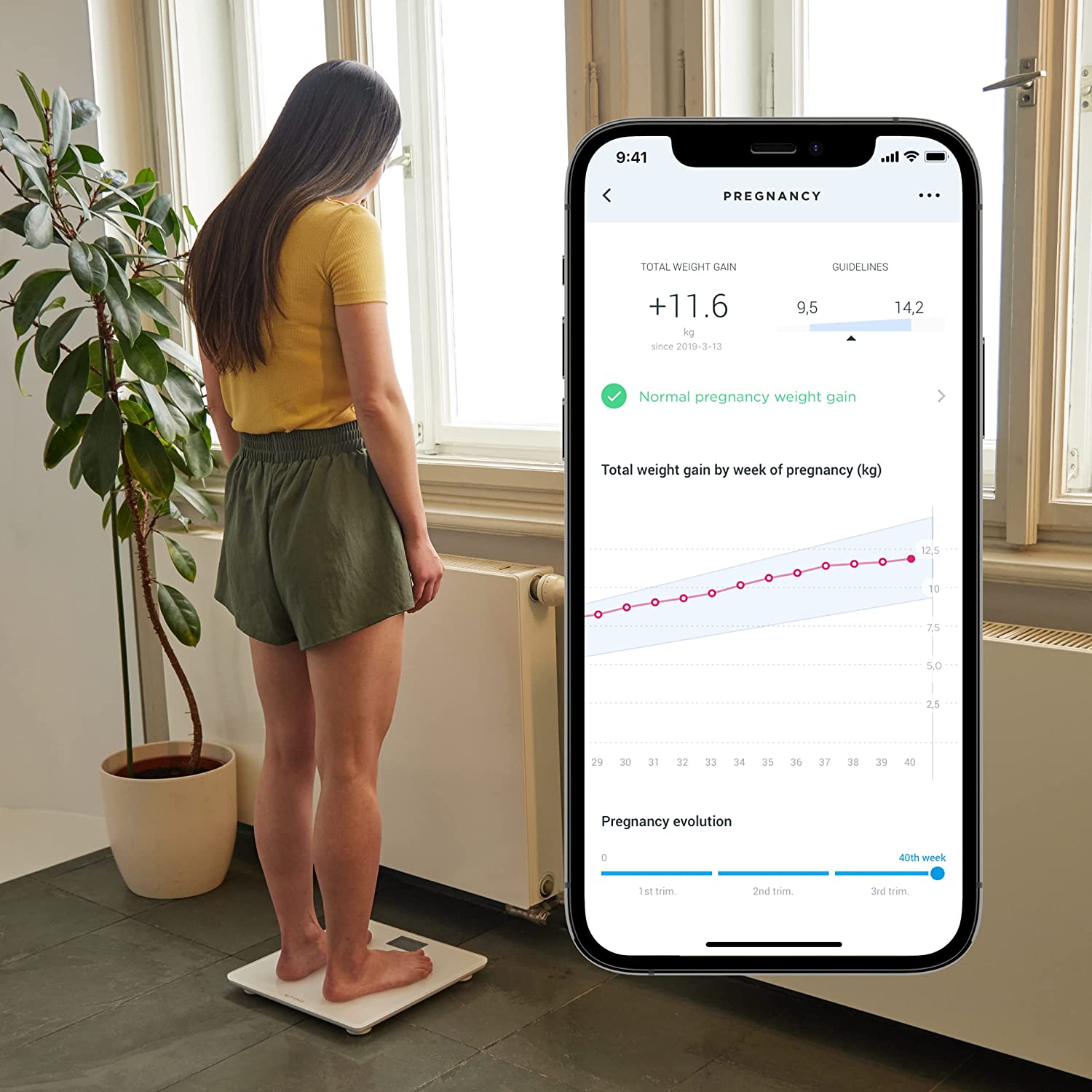 Withings Body+ - Digital Wi-Fi Smart Scale with Automatic Smartphone App Sync, Full Body Composition Including, Body Fat, BMI, Water Percentage, Muscle &amp; Bone Mass, with Pregnancy Tracker &amp; Baby Mode image 3