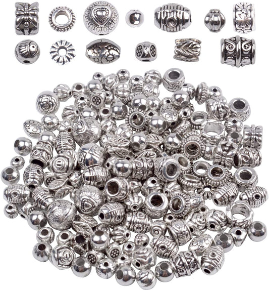 BronaGrand 100g (About 130-180pcs) Antique Silver Round Small Beads Jewelry Bead Charm Spacers for Jewelry Making Bracelets Necklace image 0