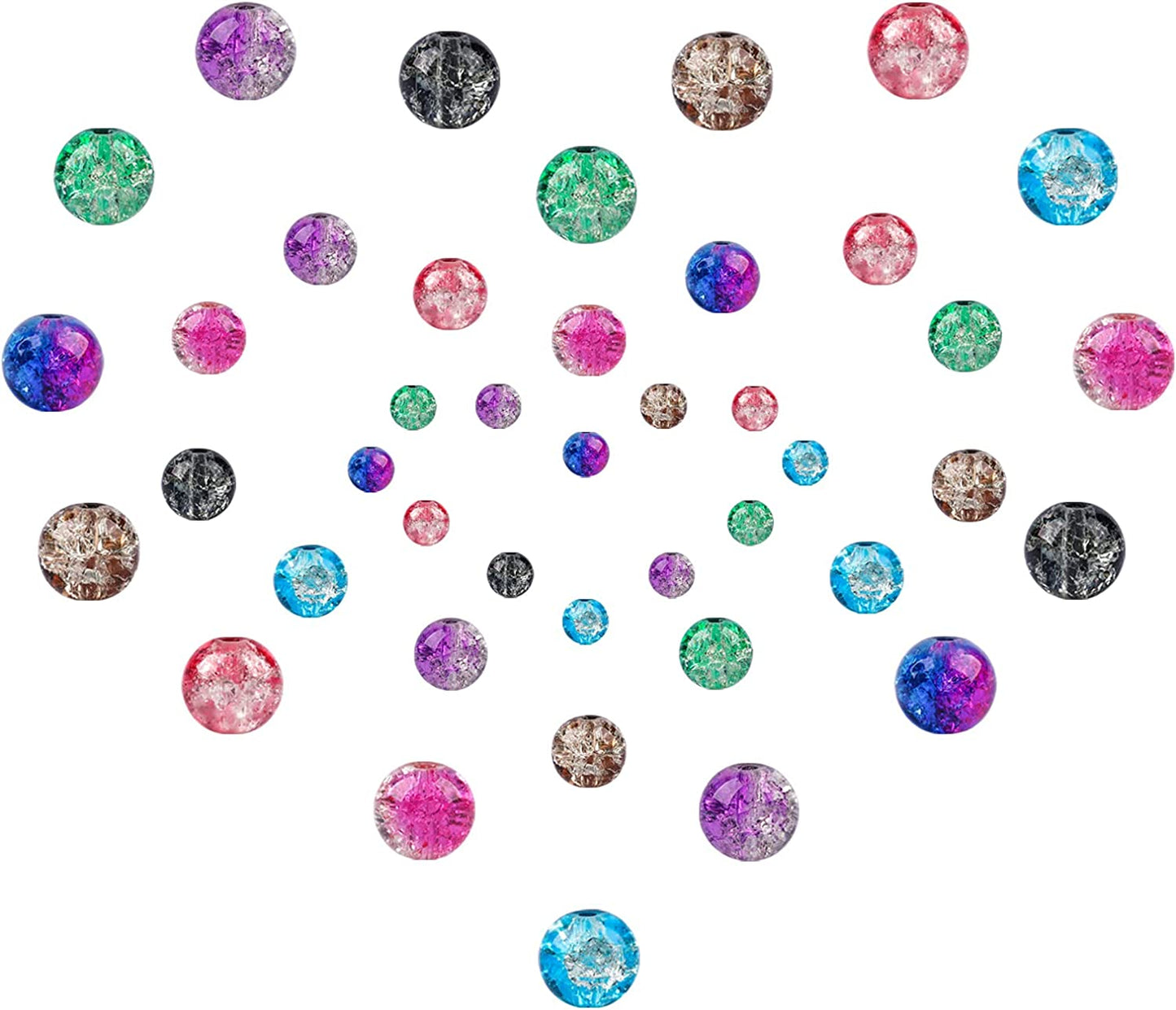 Suhome 1920pcs 8 Color Crackle Lampwork Glass Beads 4mm 6mm 8mm Handcrafted Round Spacer Loose Beads for Jewelry Making image 5