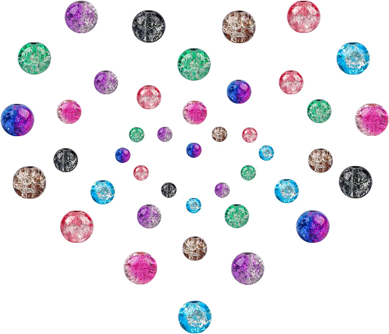 Suhome 1920pcs 8 Color Crackle Lampwork Glass Beads 4mm 6mm 8mm Handcrafted Round Spacer Loose Beads for Jewelry Making image 5