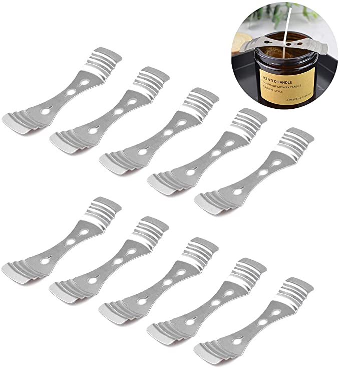 DINGPAI 20pcs Metal Candle Wick Centering Devices, Silver Stainless Steel Candle Wick Holder for Candle Making image 3