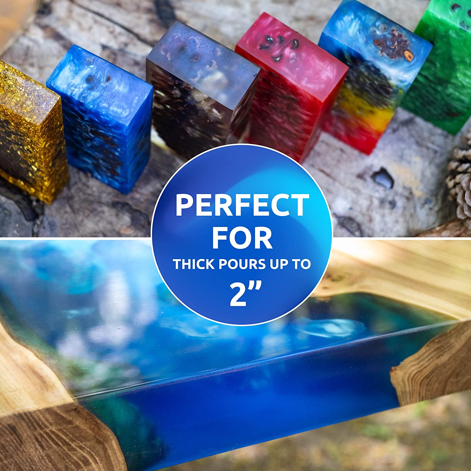 Upstart Epoxy 2" Deep Pour Epoxy Resin Kit DIY - Made In USA - Super Ultra Crystal Clear 2 Part Formulation - Perfect Casting Resin for River Table, Countertop, Tabletop, Art, Jewelry - 1.5 Gallon Kit image 1