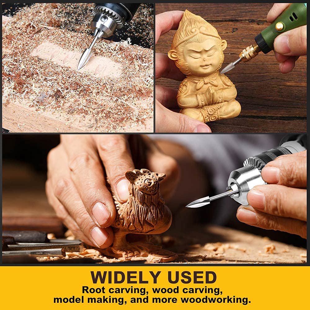 Wood Carving Tools, 5 PCS Engraving Drill Accessories Bit Wood Crafts Grinding Woodworking Tool with 1/8” Shank Universal Fitment for Rotary Tools image 1