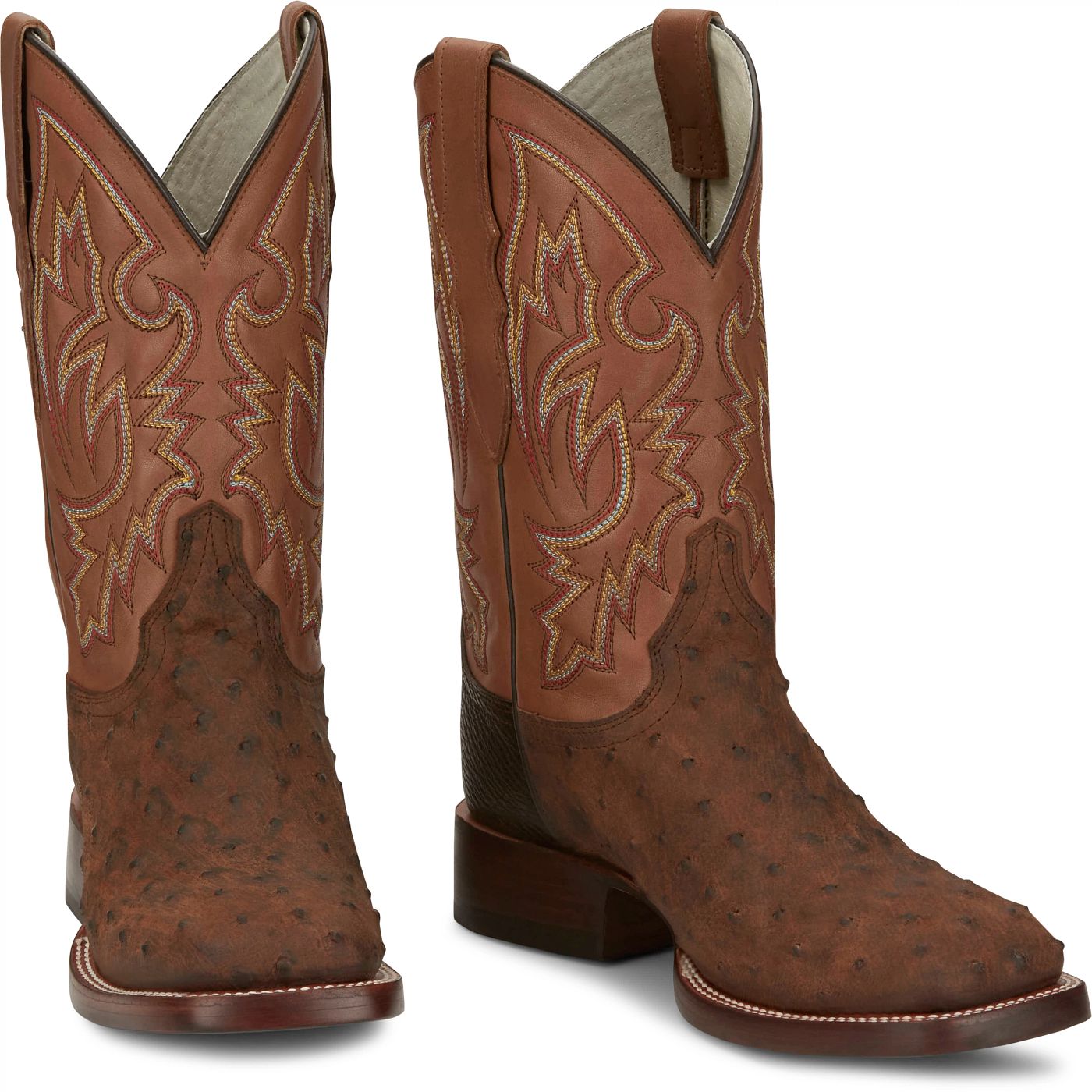 Justin Boots Men's King 11" Full Quill Ostrich Boot - Saddle (AQ8043) - Front View
