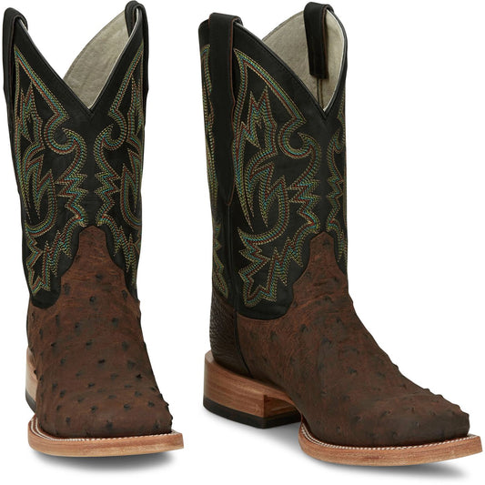 Justin Boots Men's King 11" Full Quill Ostrich Boot - Kango Tobac (AQ8044) - Front View