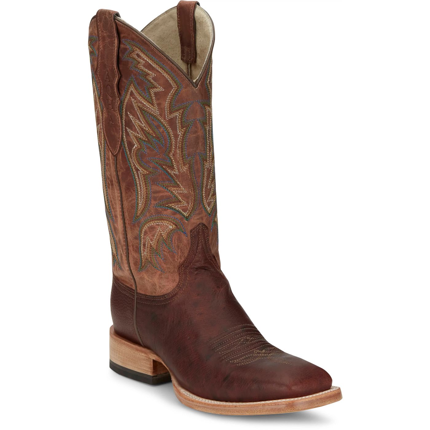 Justin Boots Men's Three Bars 13" Smooth Ostrich Boot - Brandy (AQ8141) - View 2