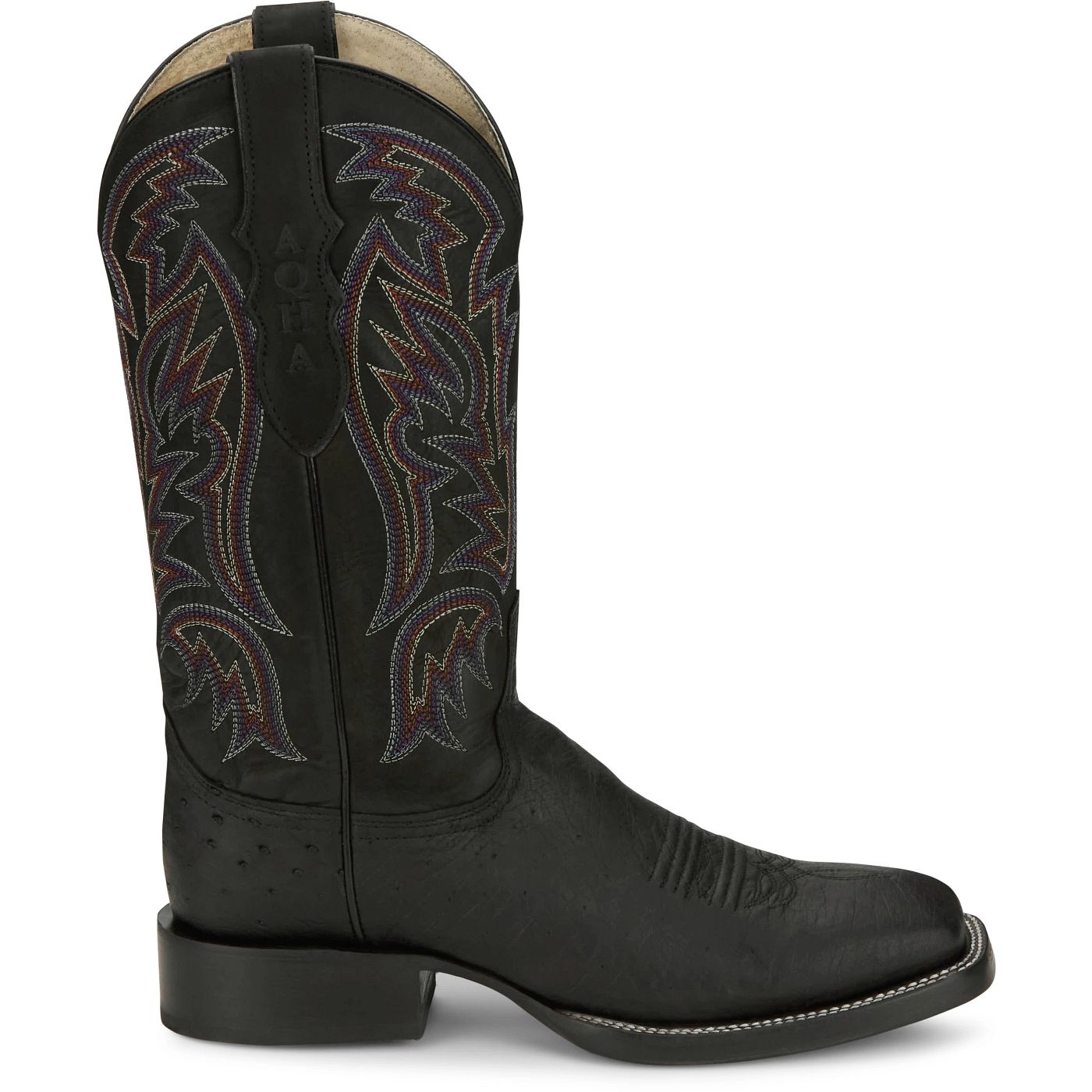 Justin Boots Men's Three Bars 13" Smooth Ostrich Boot - Black (AQ8142) - View 3