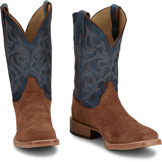 Justin Boots Men's Fergus 11" Western Boot - Royal Blue Cowhide (BR385) - Front View