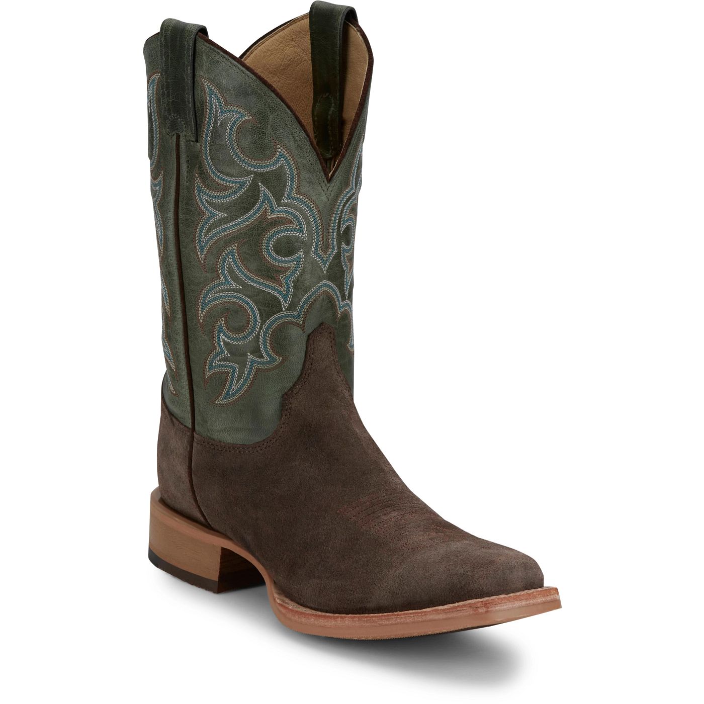 Justin Boots Men's Fergus 11" Western Boot - Antique Green Goat (BR386) - View 2