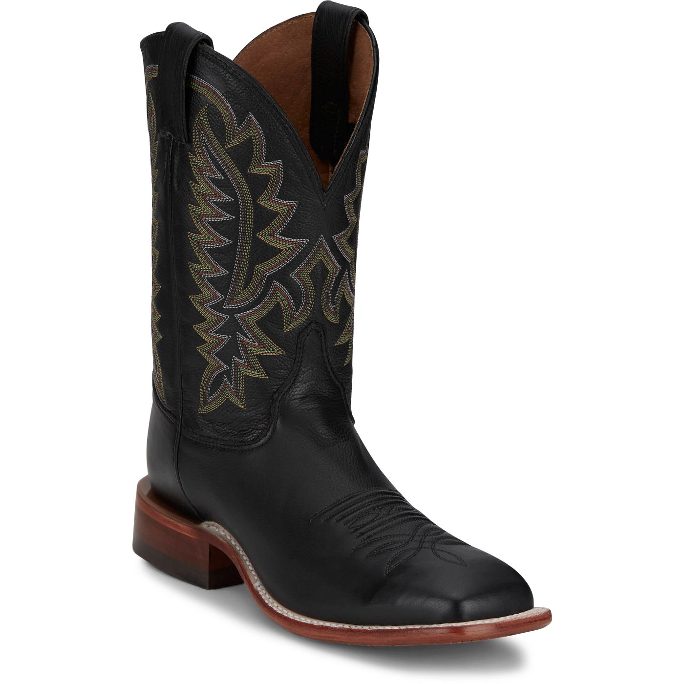 Justin Boots Men's Poston 11" Western Boot - Jet Black Cowhide (BR387) - View 2