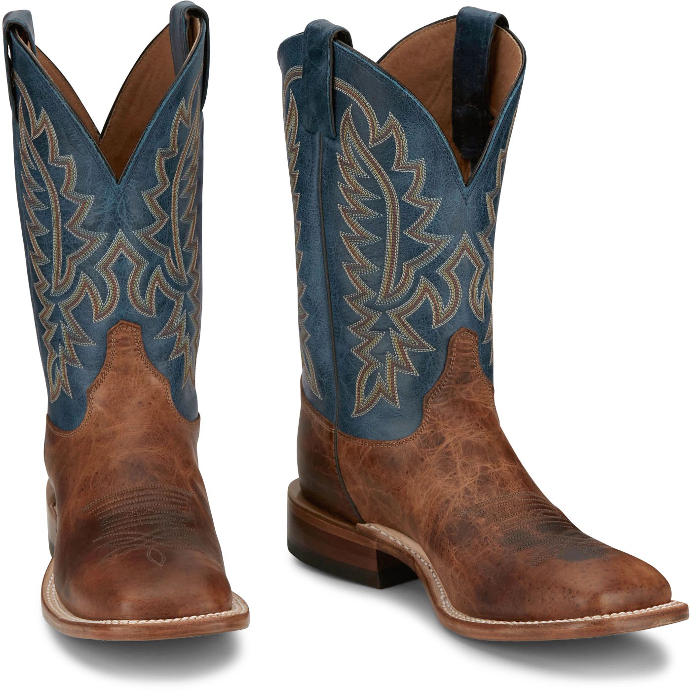 Justin Boots Men's Poston 11" Western Boot - Royal Navy Cowhide (BR388) - Front View
