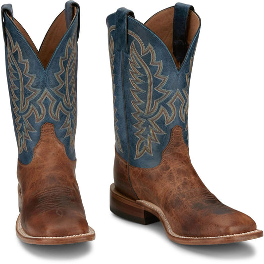 Justin Boots Men's Poston 11" Western Boot - Royal Navy Cowhide (BR388) - Front View