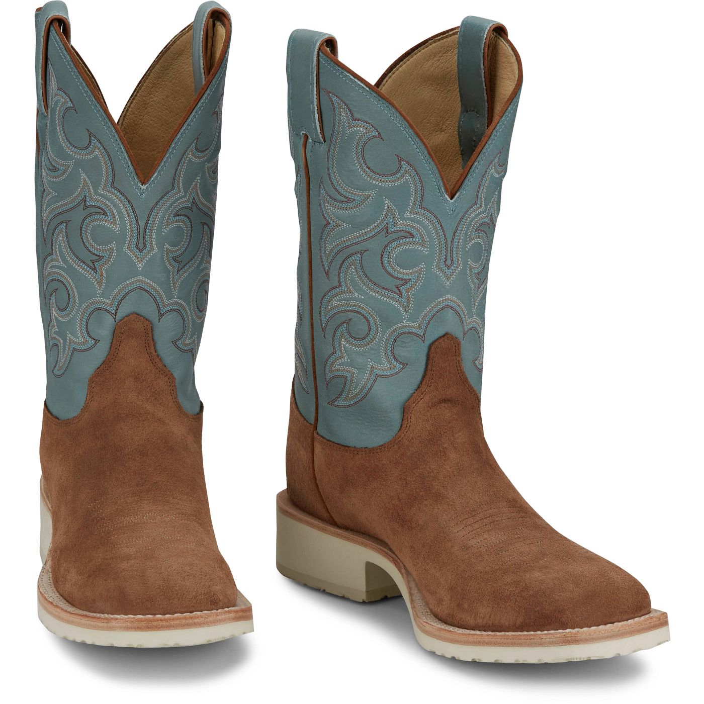 Justin Boots Men's Alamo 11" Western Boot - Sky Blue Cowhide (BR390) - Front View