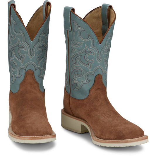Justin Boots Men's Alamo 11" Western Boot - Sky Blue Cowhide (BR390) - Front View