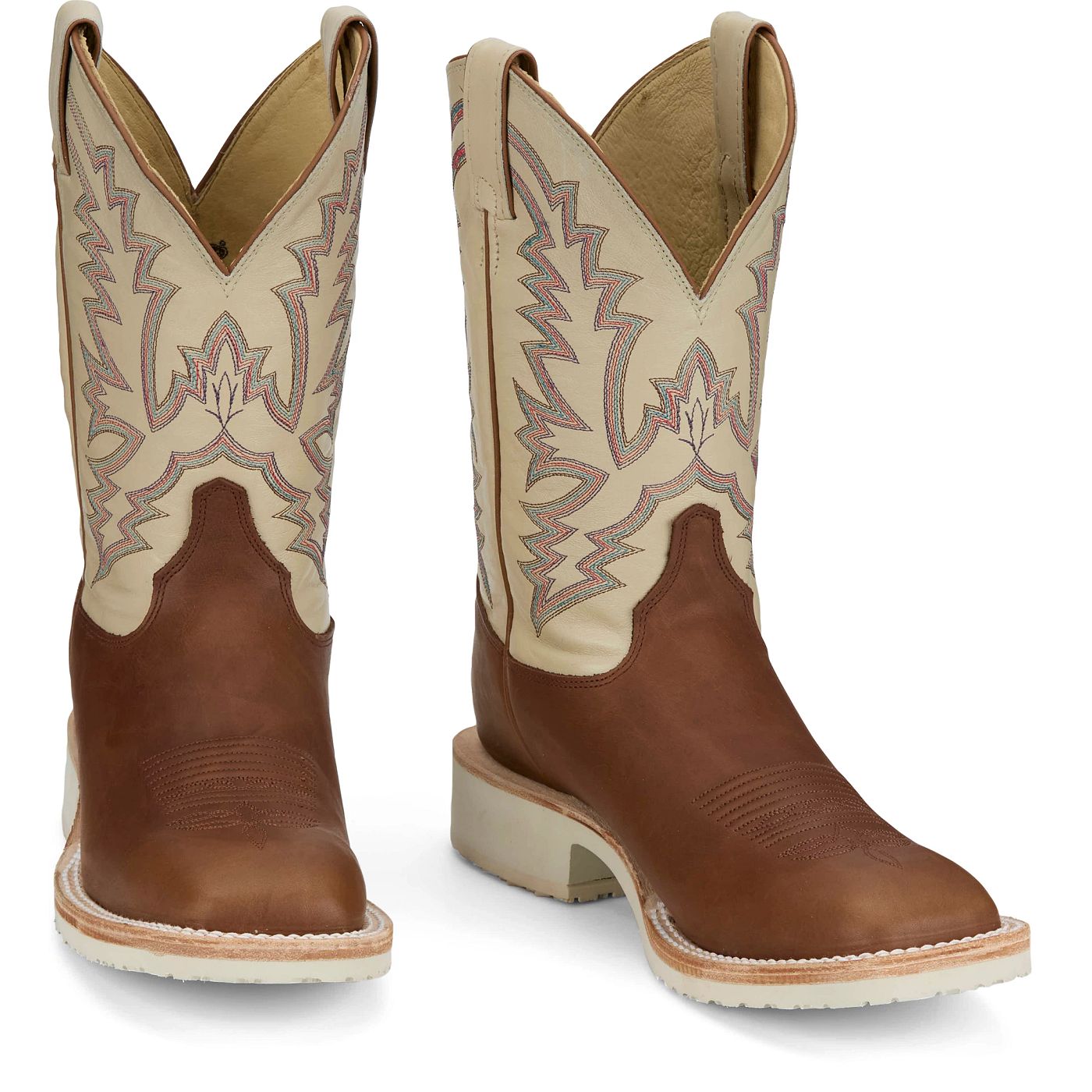 Justin Boots Men's Trainor 11" Western Boot - Bone Cowhide (BR394) - Front View