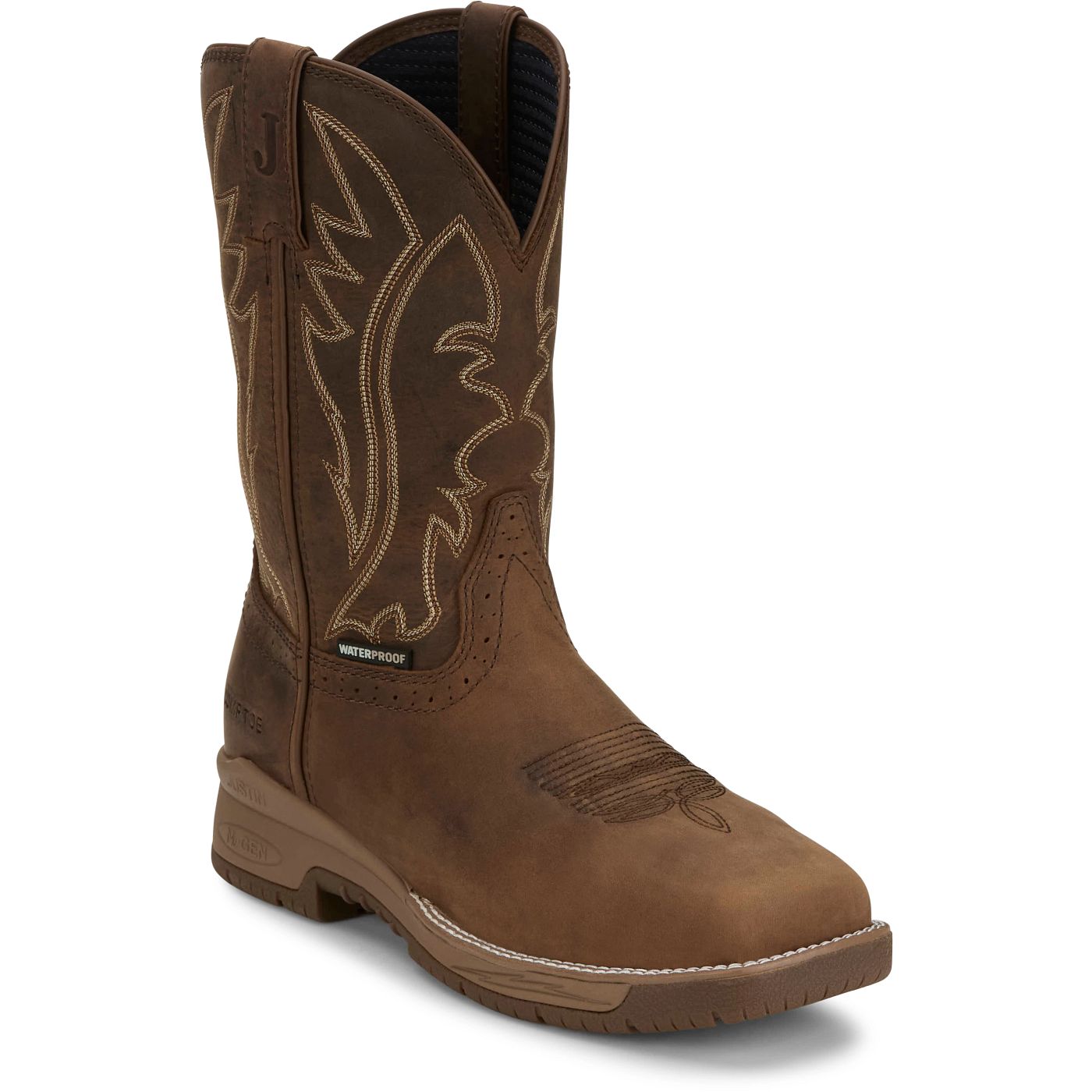 Justin Work Men's Nitread 11" Waterproof Nano Comp Toe Boot - Taupe (CR3207) - View 2