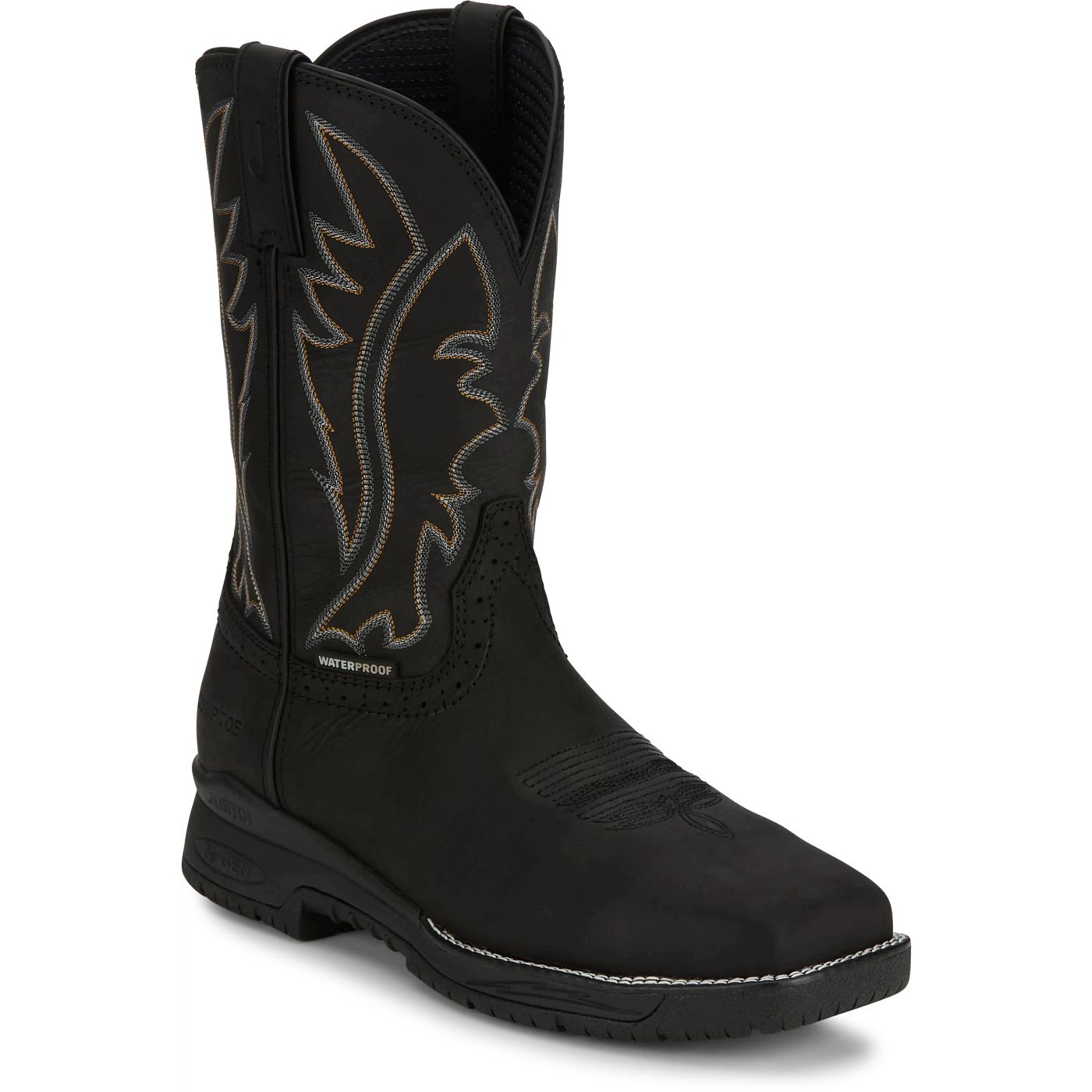 Justin Work Men's Nitread 11" Waterproof Nano Comp Toe Boot - Black (CR3208) - View 2