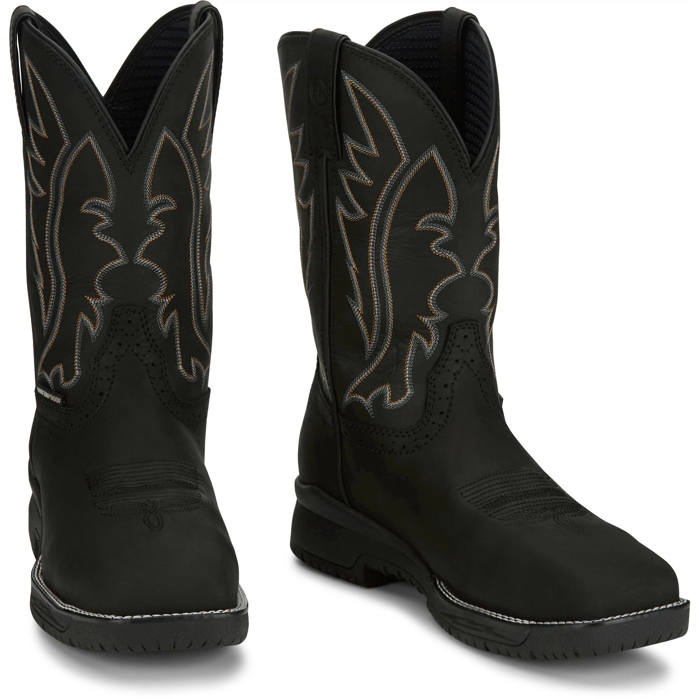 Justin Work Men's Nitread 11" Waterproof Nano Comp Toe Boot - Black (CR3208) - Front View